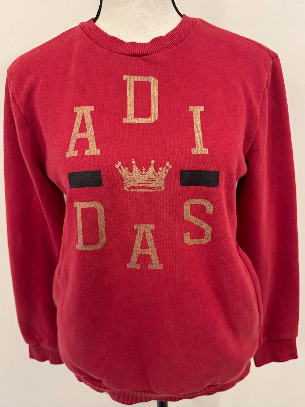 Adidas Red Varsity Graphic Fleece Sweatshirt Boys M Womens XS Pockets